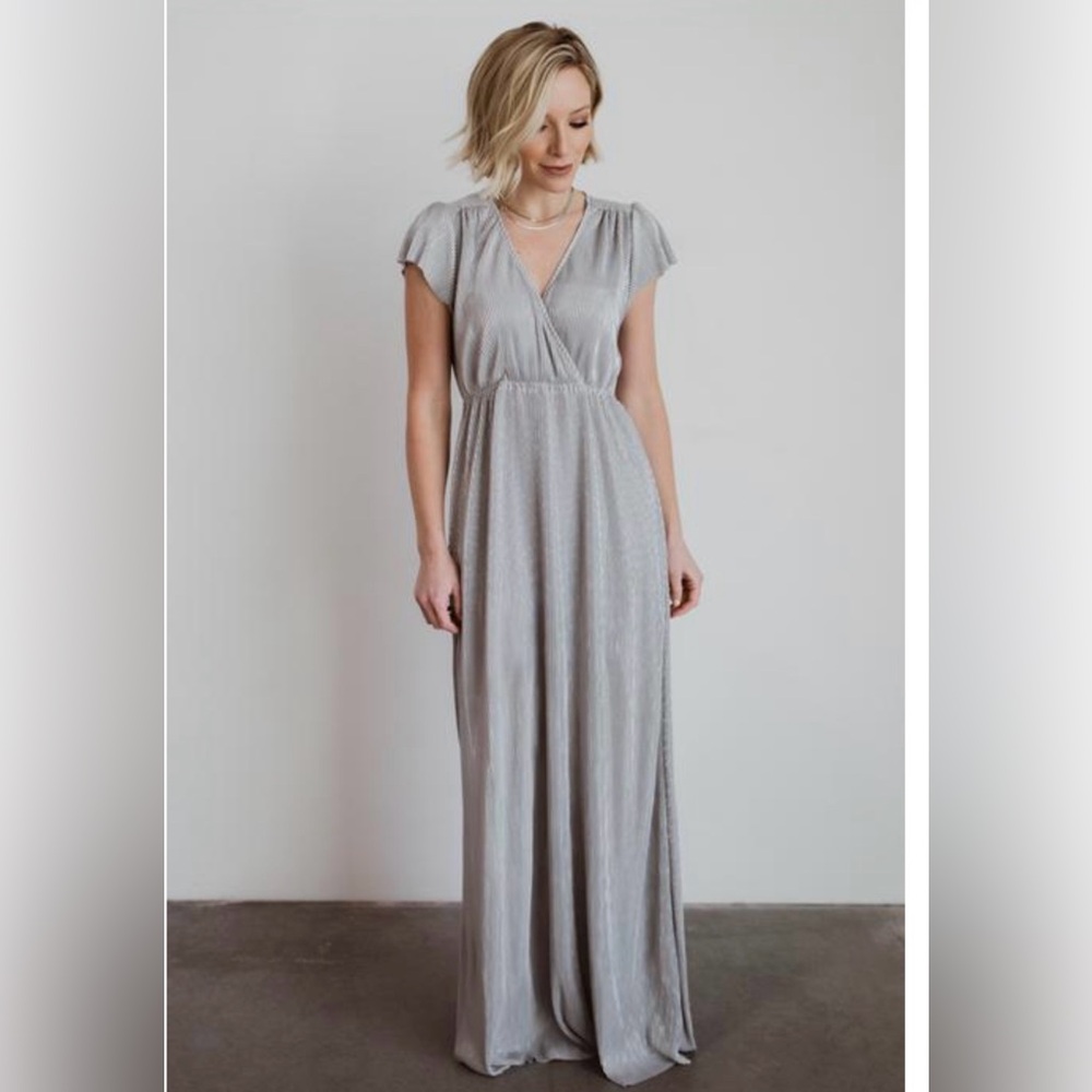 Baltic Born Athena Pleated Maxi Dress | Silver - Picture 4 of 4
